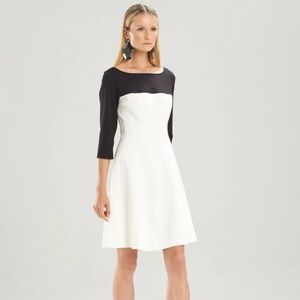 Josie Natori Black and White Long Sleeve Dress